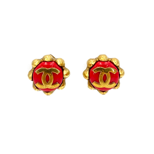 CHANEL VINTAGE EARRINGS COCOMARK RED ACCESSORY 2/8 90241333