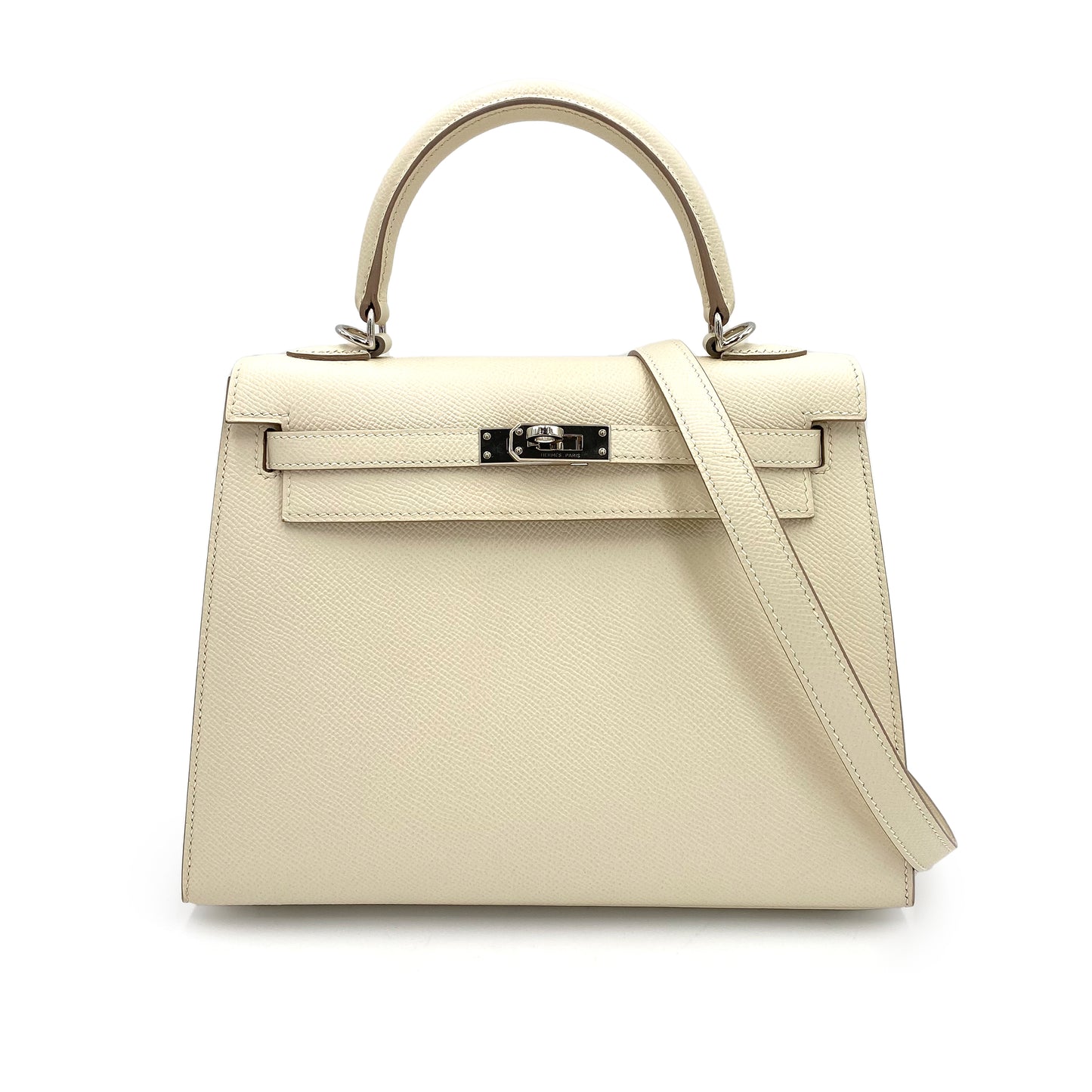 HERMES KELLY 25 SELLIER CRAIE EPSOM HAND SHOULDER BAG X SHW 90241632