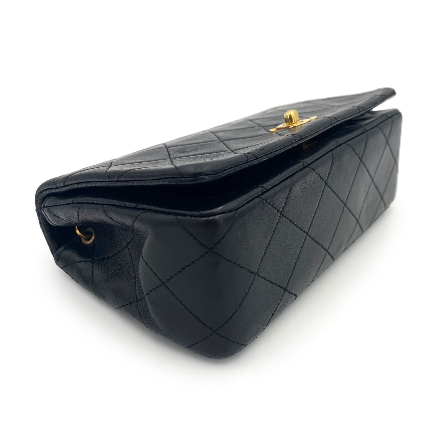 CHANEL VINTAGE MINI FULL FLAP CHAIN SHOULDER BAG BLACK LAMB SKIN 90241643