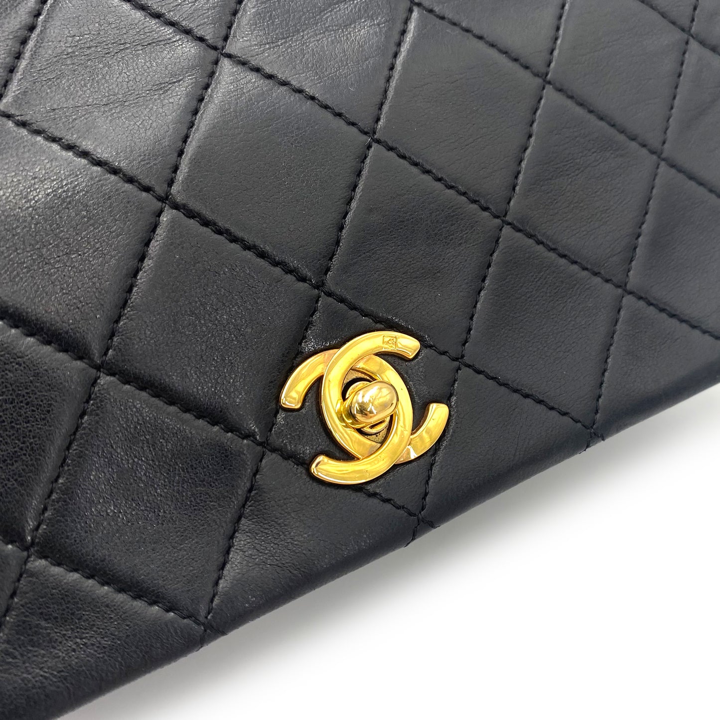 CHANEL VINTAGE MINI FULL FLAP CHAIN SHOULDER BAG BLACK LAMB SKIN 90241643
