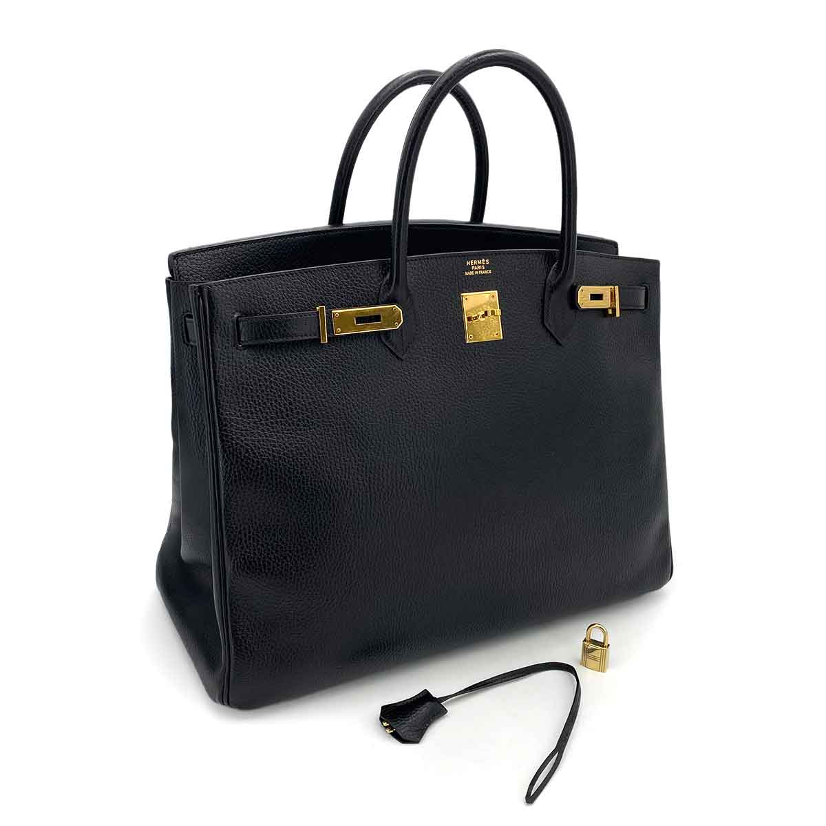 HERMES BIRKIN 40 BLACK ARDENNES HAND BAG 〇Z 90241663
