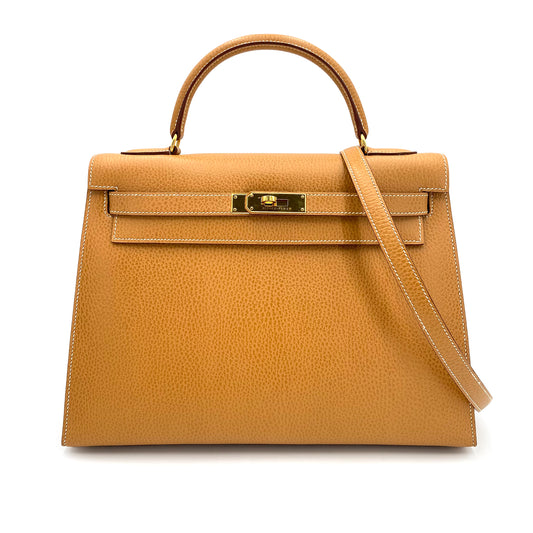 HERMES KELLY 32 SELLIER NATURAL ARDENNES HAND SHOULDER BAG 〇Z 90241665