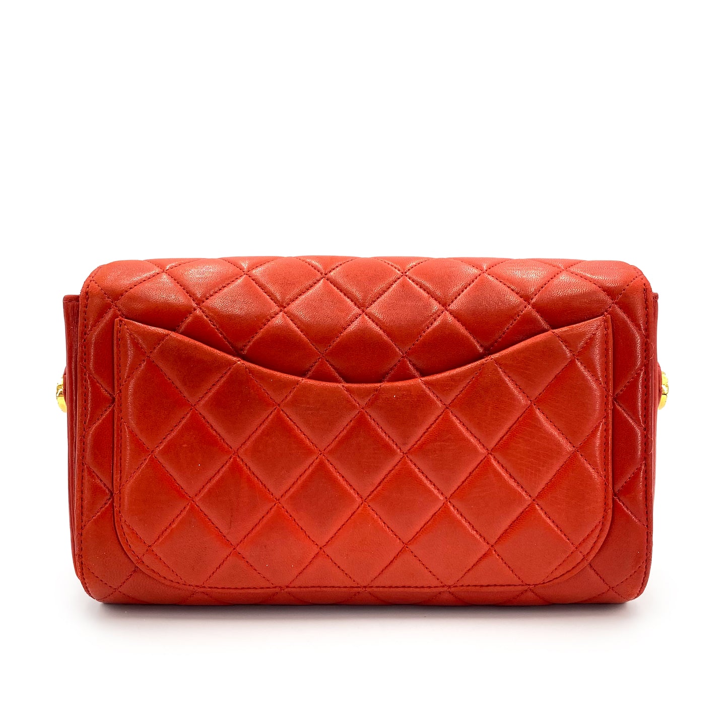 CHANEL VINTAGE MATELASSE SHOULDER BAG RED LAMB SKIN 90241673