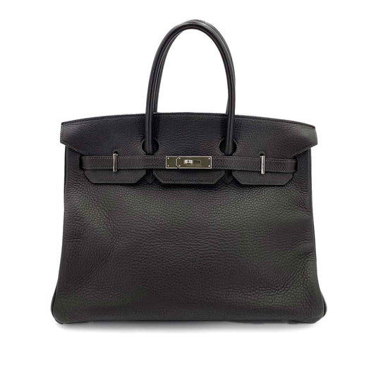 HERMES BIRKIN 35 EBENE TAURILLON CLEMENCE HAND BAG □E SHW 90241686