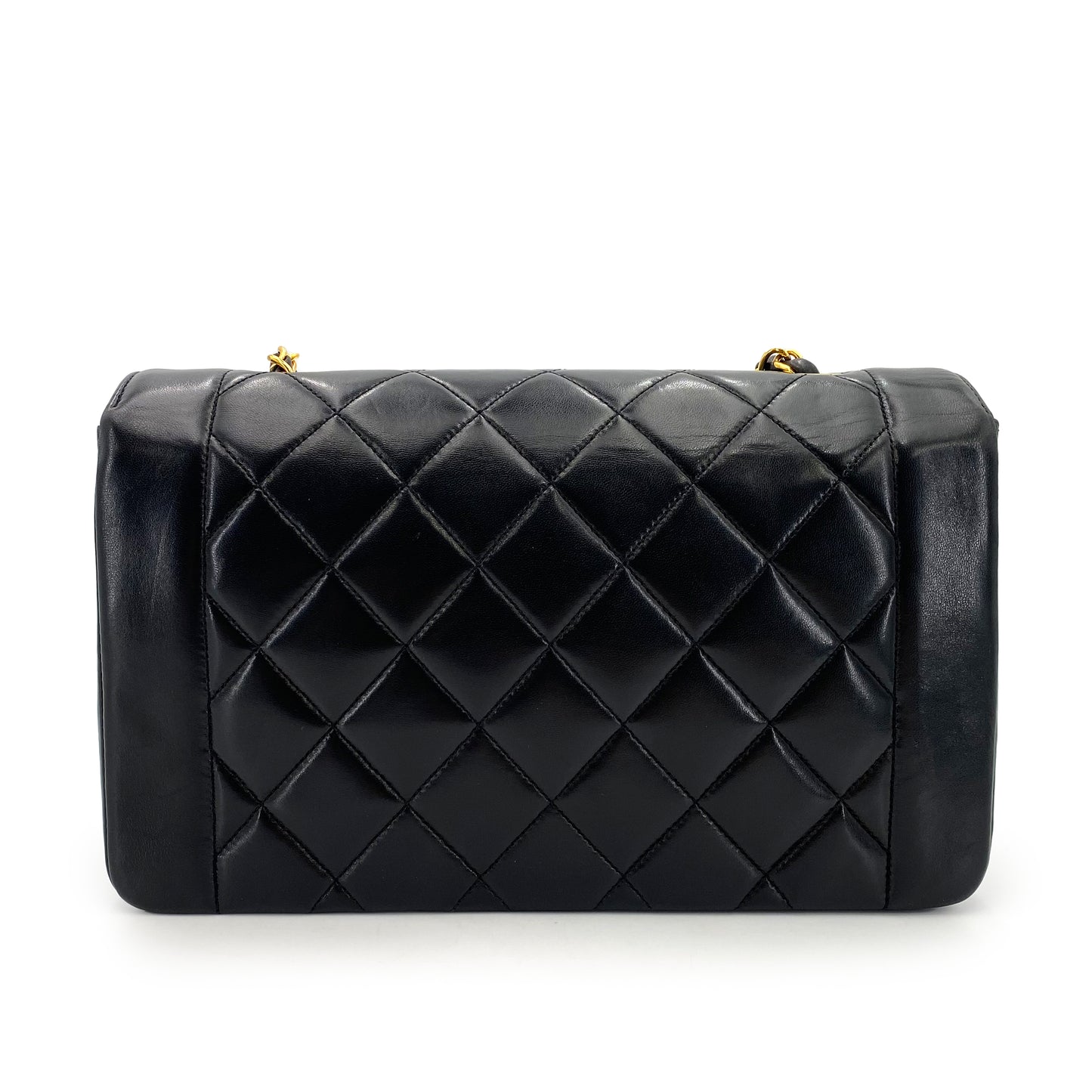 CHANEL VINTAGE DIANA MEDIUM CHAIN SHOULDER BAG BLACK LAMB SKIN 90241708