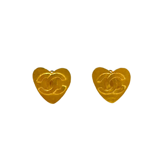 CHANEL VINTAGE EARRINGS HEART COCOMARK ACCESSORY 95P 90241717