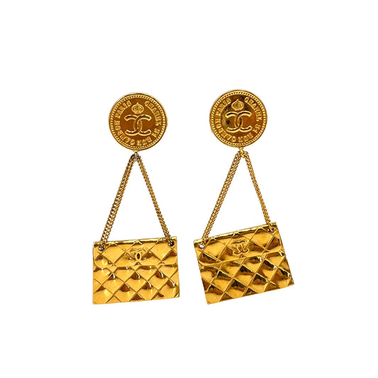 CHANEL VINTAGE EARRINGS COCOMARK MATELASSE BAG MOTIF ACCESSORY 90241721
