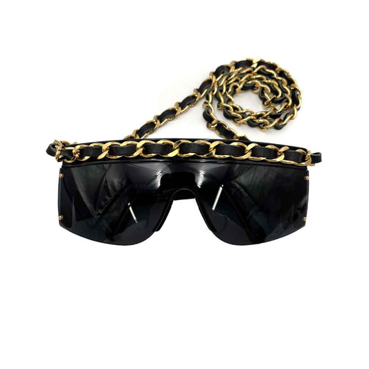 CHANEL VINTAGE CHAIN SUNGLASSES COCOMARK BLACK ACCESSORY 90241722