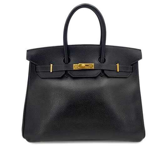 HERMES BIRKIN 35 BLACK ARDENNES HAND BAG □E 90241757
