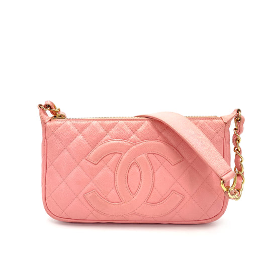 CHANEL VINTAGE ONE SHOULDER BAG PINK CAVIAR SKIN 90241760
