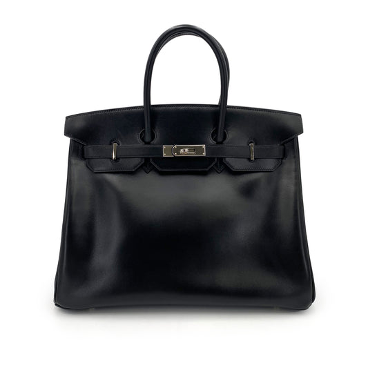 HERMES BIRKIN 35 BLACK BOXCALF HAND BAG □D SHW 90241773