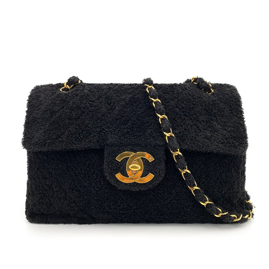 CHANEL VINTAGE MAXI MATELASSE 34 CHAIN SHOULDER BAG BLACK PILE 90241783