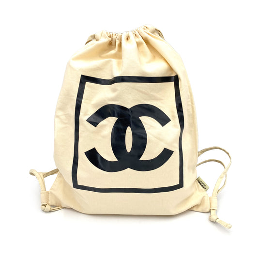 CHANEL VINTAGE BIG COCO BACKPACK IVORY CANVAS 90241784