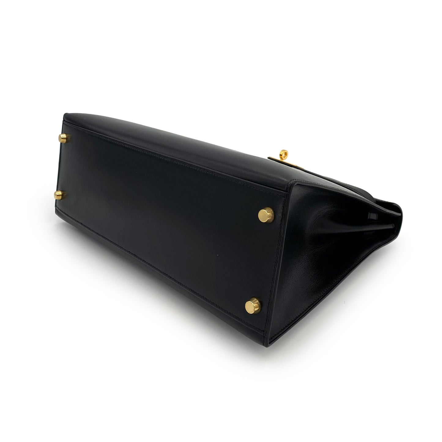 HERMES KELLY 32 SELLIER BLACK BOXCALF HAND SHOULDER BAG 〇A 90241794
