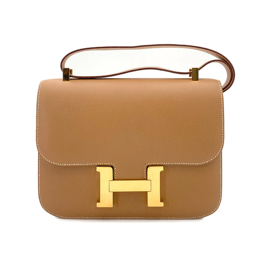 HERMES CONSTANCE 24 NATURAL COUCHEVEL SHOULDER BAG 〇Z 90241796