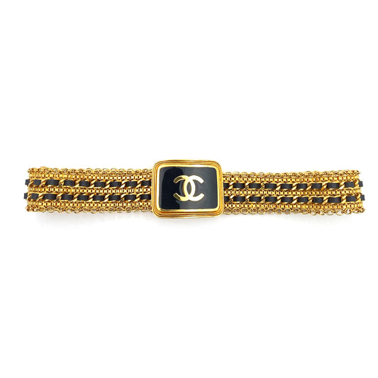 CHANEL VINTAGE CHAIN BELT LEATHER COCOMARK ACCESSORY 96A 90241799