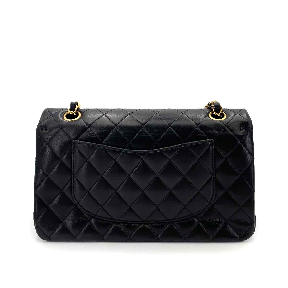 CHANEL VINTAGE CLASSIC FLAP MEDIUM CHAIN SHOULDER BAG BLACK LAMB SKIN 90242113