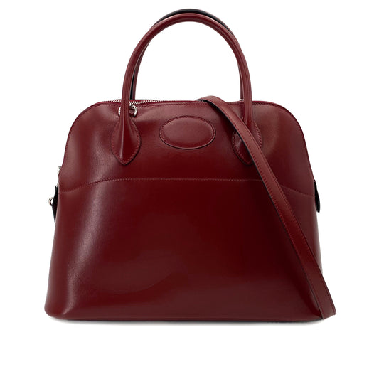 HERMES BOLIDE 31 ROUGE H BOXCALF HAND SHOULDER BAG □D 90242123