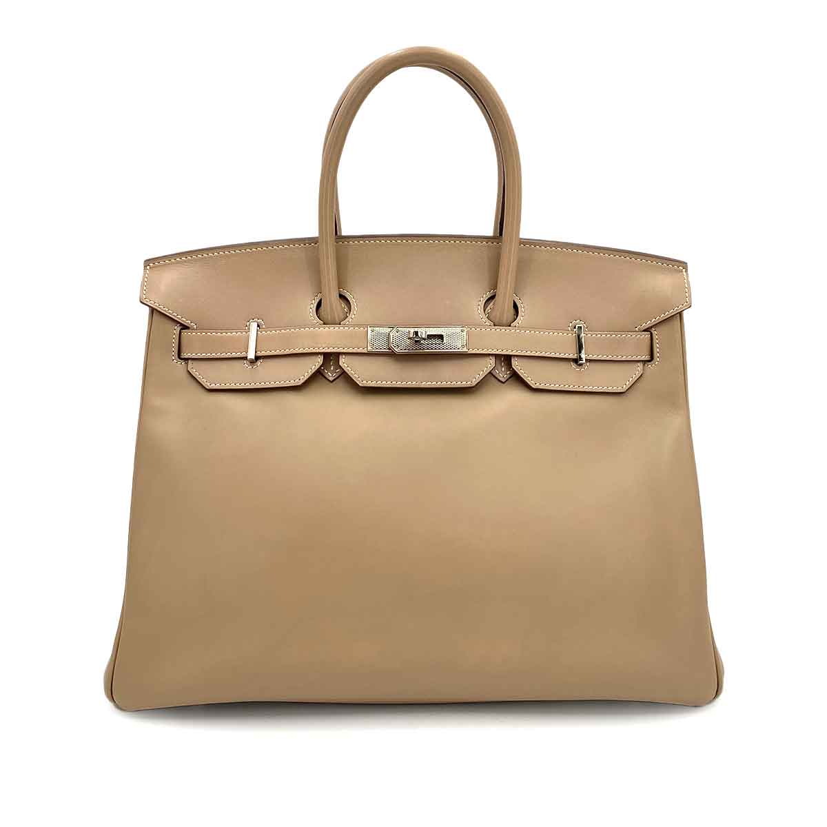 HERMES BIRKIN 35 GUILLOCHE ARGILE VEAU TADELAKT HAND BAG □Q 90242126