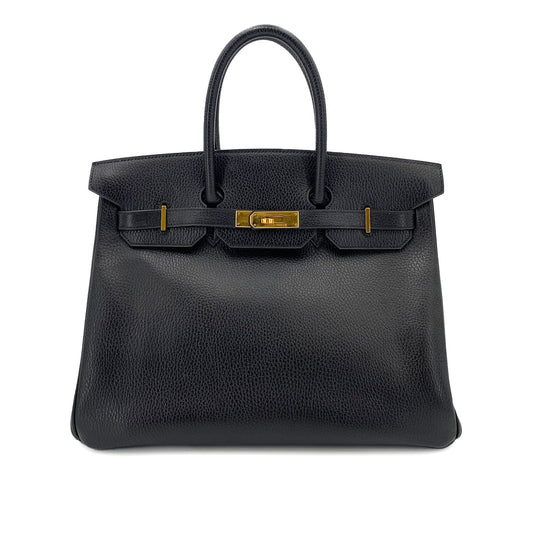 HERMES BIRKIN 35 BLACK ARDENNES HAND BAG 〇Y 90242130