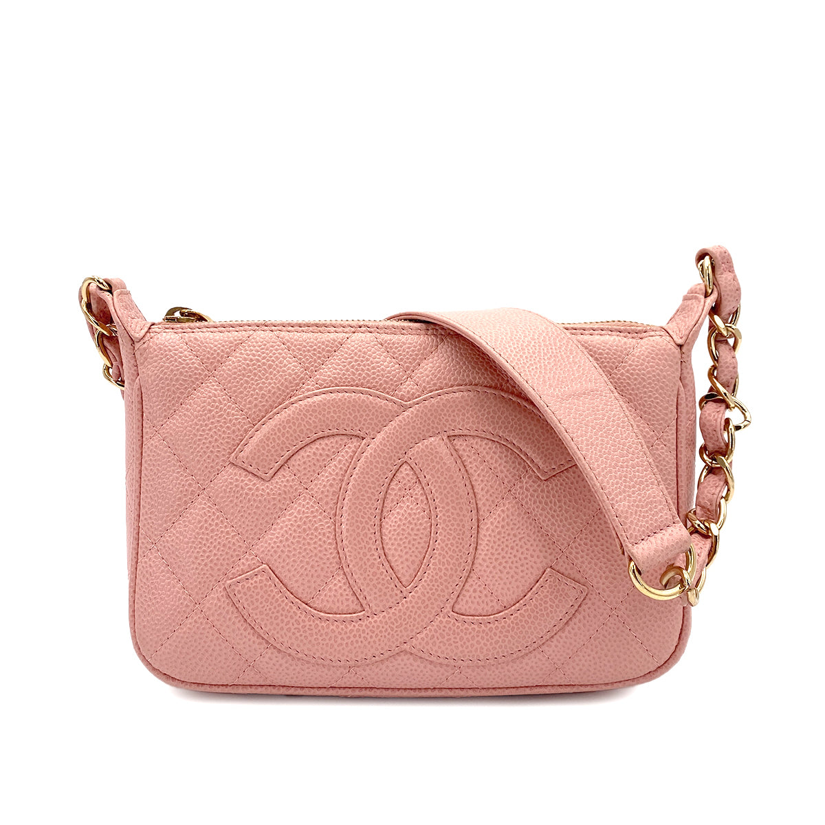 CHANEL VINTAGE MATELASSE BIG COCO ONE SHOULDER BAG PINK CAVIAR SKIN 90242145