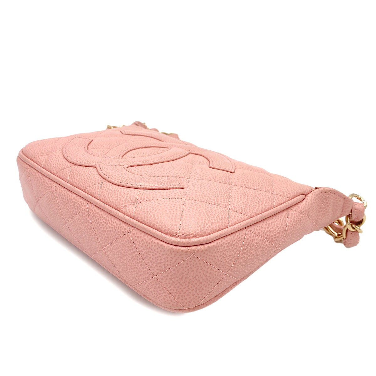 CHANEL VINTAGE MATELASSE BIG COCO ONE SHOULDER BAG PINK CAVIAR SKIN 90242145