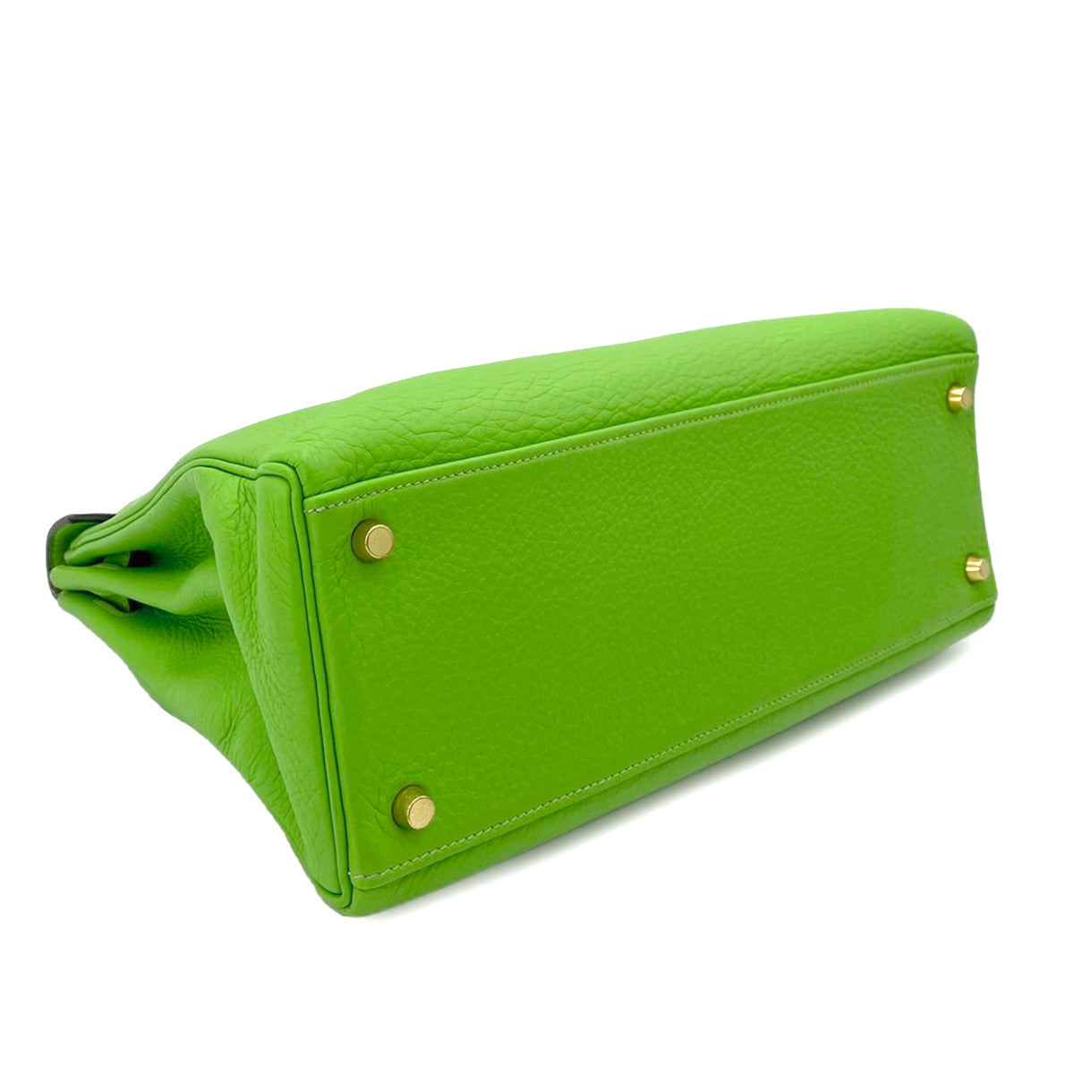 HERMES KELLY 32 RETOURNE APPLE  GREEN TAURILLON CLEMENCE HAND SHOULDER BAG □G 90242323