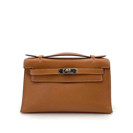 HERMES KELLY POCHETTE SELLIER GOLD SWIFT HAND SHOULDER BAG □K 90242326