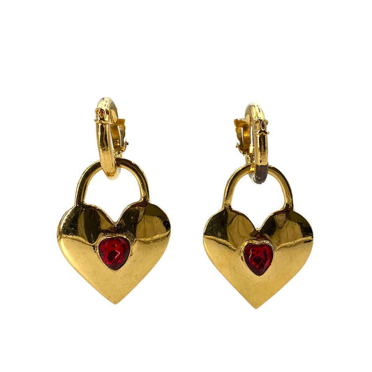 CHANEL VINTAGE EARRINGS HEART MOTIF COLORSTONE ACCESSORY 90242339