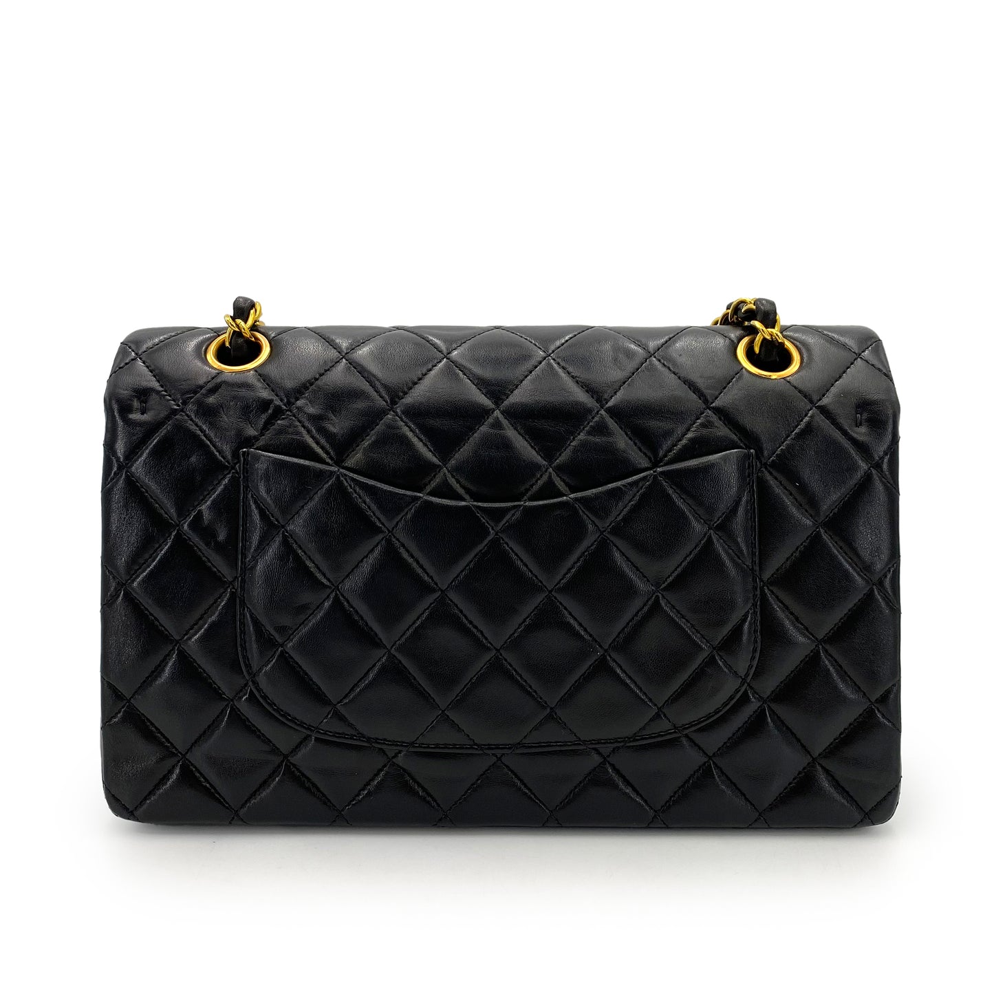 CHANEL VINTAGE CLASSIC FLAP MEDIUM CHAIN SHOULDER BAG BLACK LAMB SKIN 90242348