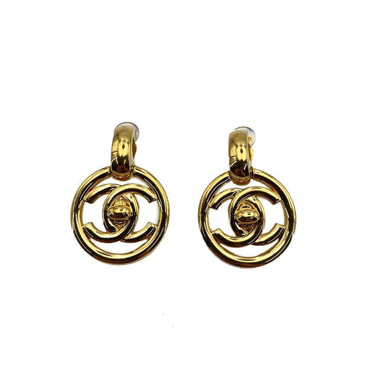 CHANEL VINTAGE EARRINGS TURN LOCK  ROUND ACCESSORY 97P 90242349