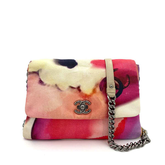 CHANEL EMBROIDERY GRAFFITI  CHAIN SHOULDER BAG FLORA CANVAS 90242656