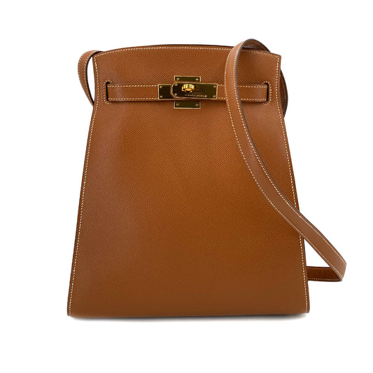 HERMES KELLY SPORTS GOLD COUCHEVEL SHOULDER BAG □B 90242658