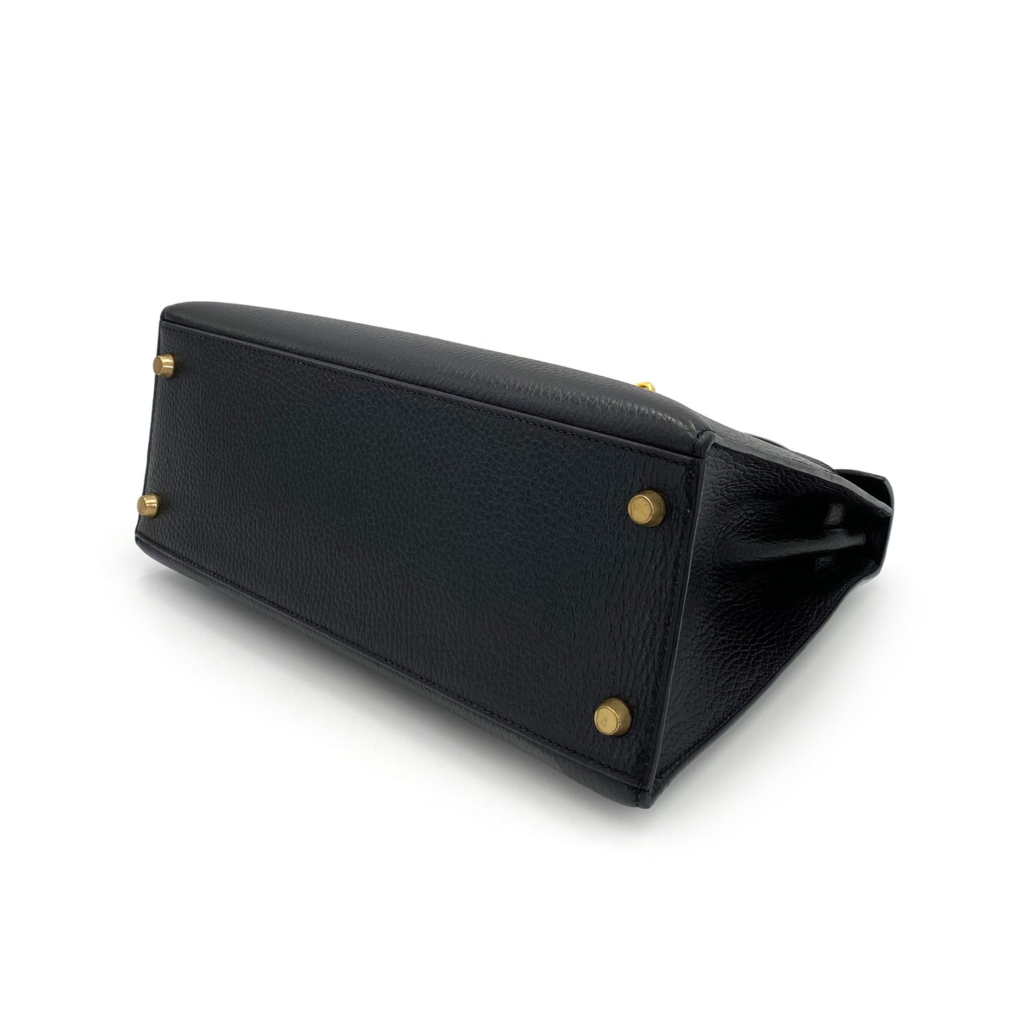 HERMES KELLY 28 SELLIER BLACK ARDENNES HAND SHOULDER BAG □A 90242663