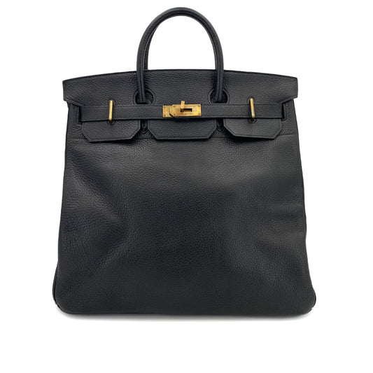 HERMES HAUT A COURROIES 40 BLACK FJORD HAND BAG 〇W 90242902