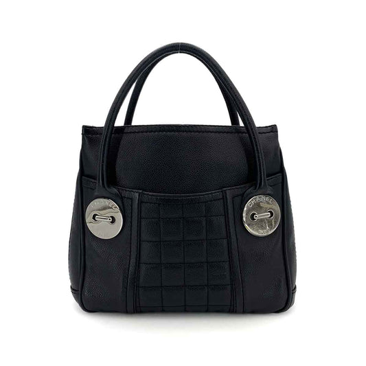 CHANEL VINTAGE CHOCOLATE BAR BUTTON HAND BAG BLACK CAVIAR SKIN SHW 90242908