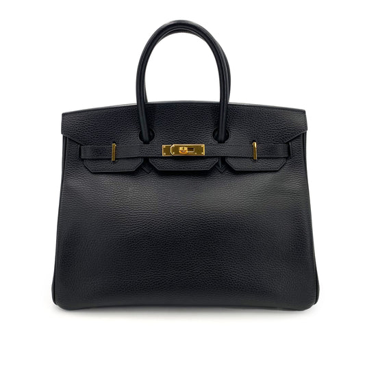 HERMES BIRKIN 35 BLACK ARDENNES HAND BAG □F 90242954