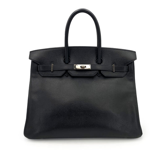 HERMES BIRKIN 35 BLACK EPSOM HAND BAG □H 90242964