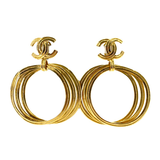 CHANEL VINTAGE EARRINGS COCOMARK HOOP ACCESSORY 96P 90242994