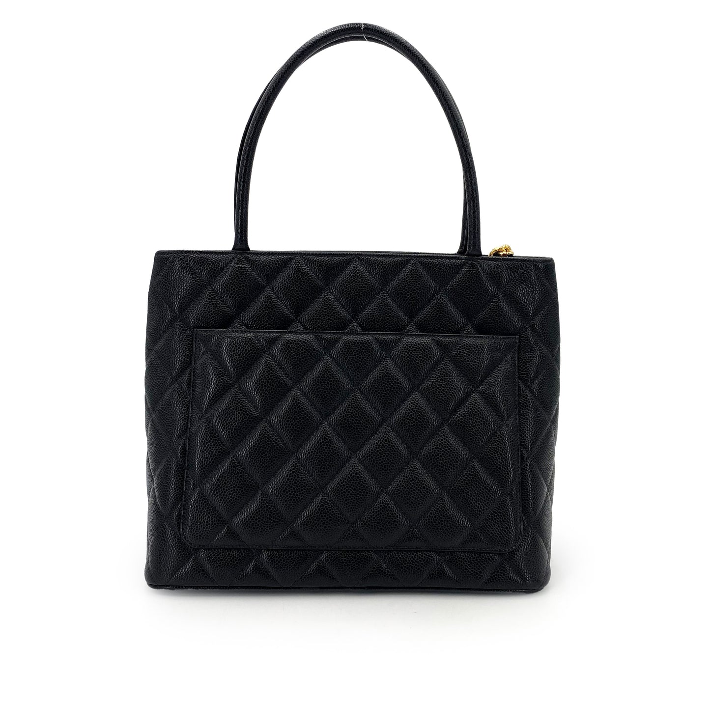 CHANEL VINTAGE MEDALLION TOTE BAG BLACK CAVIAR SKIN 90243203