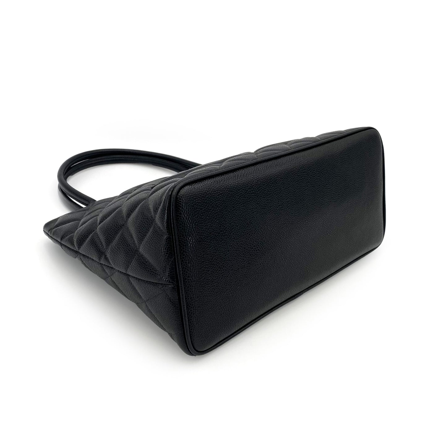CHANEL VINTAGE MEDALLION TOTE BAG BLACK CAVIAR SKIN 90243203