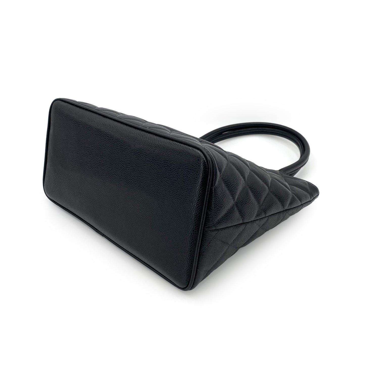 CHANEL VINTAGE MEDALLION TOTE BAG BLACK CAVIAR SKIN 90243203