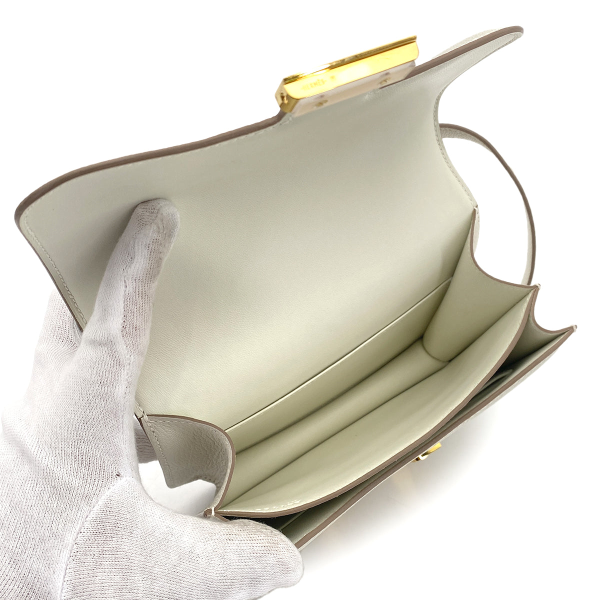 HERMES MINI CONSTANCE 18 MUSHROOM CHEVRE SHOULDER BAG B GHW 90243210