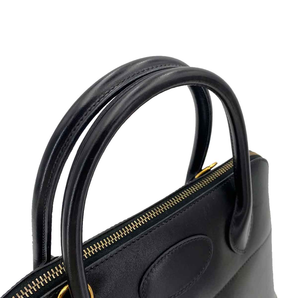 HERMES BOLIDE 31 BLACK BOXCALF HAND SHOULDER BAG □F 90243212