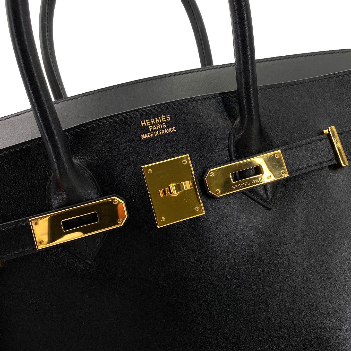 HERMES BIRKIN 35 BLACK BOXCALF HAND BAG □F 90243224
