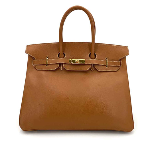 HERMES BIRKIN 35 GOLD COURCHEVEL HAND BAG □C 90243232