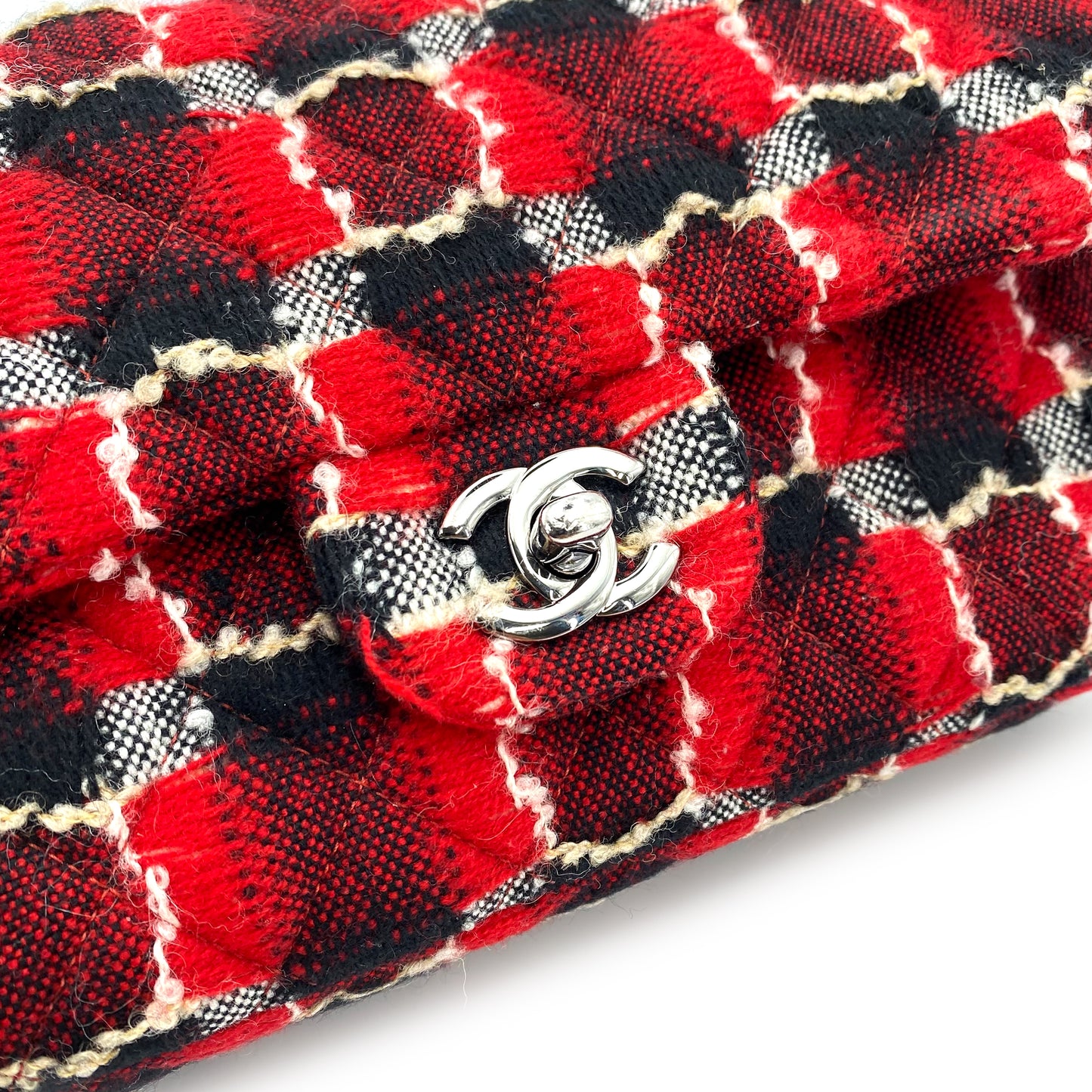 CHANEL CLASSIC FLAP MEDIUM TWEED MULTICOLOR CHAIN SHOULDER BAG 90243236