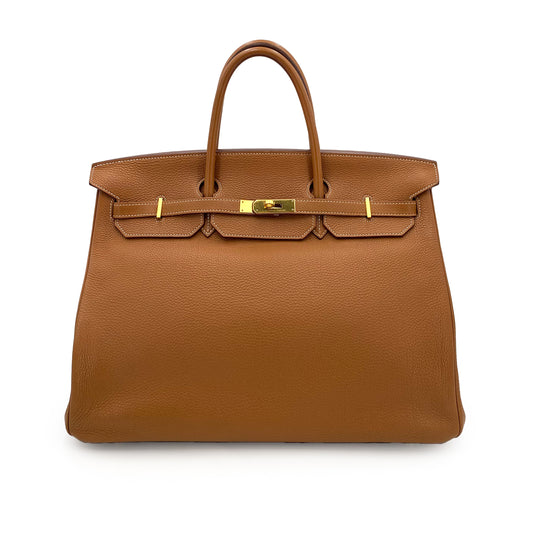 HERMES BIRKIN 40 GOLD TOGO HAND BAG □O 90243248
