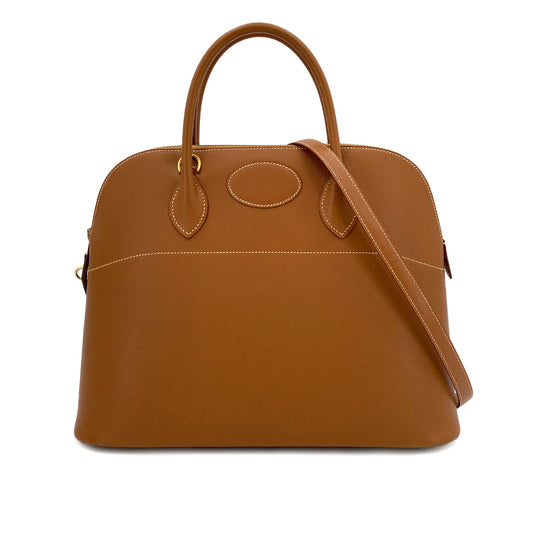 HERMES BOLIDE 35 GOLD COUCHEVEL HAND BAG □F 90243428