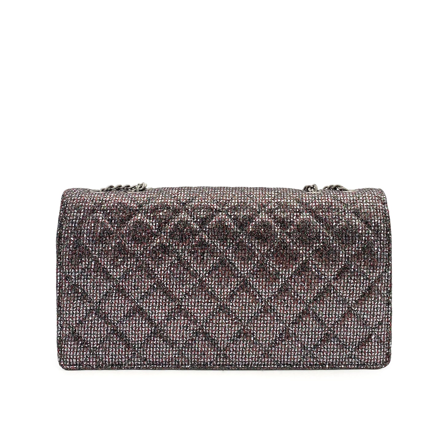 CHANEL 2.55 CHAIN SHOULDER BAG SILVER GLITTER SEQUINS 90243434